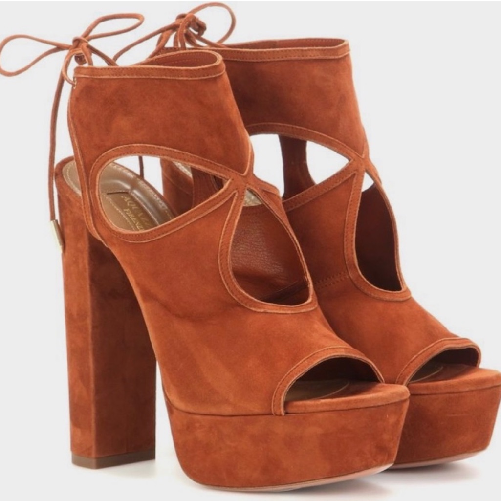 Aquazzura Sexy Thing Plateau 140 Platform Suede Heels